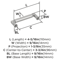 96mm Balon Cabinet Pull, Satin Nickel Alt 1 - Image