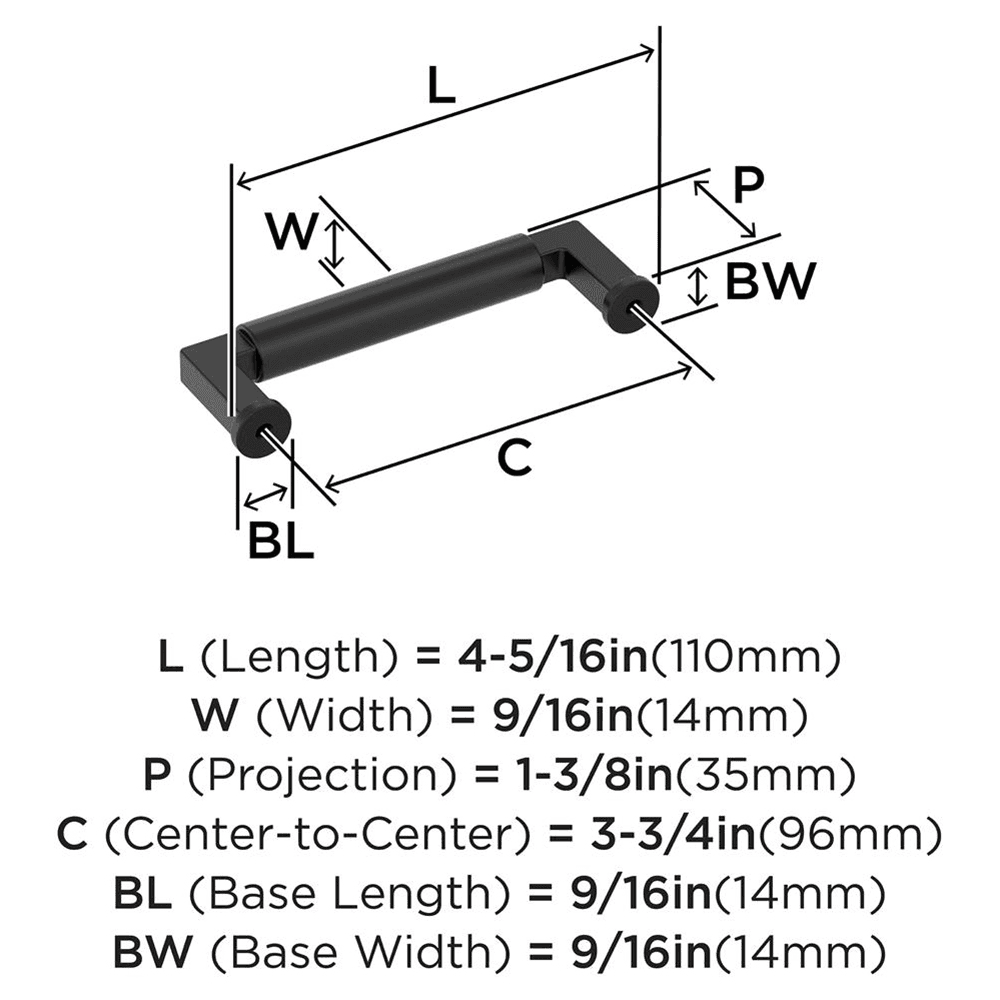 96mm Balon Cabinet Pull, Matte Black Alt 1 - Image