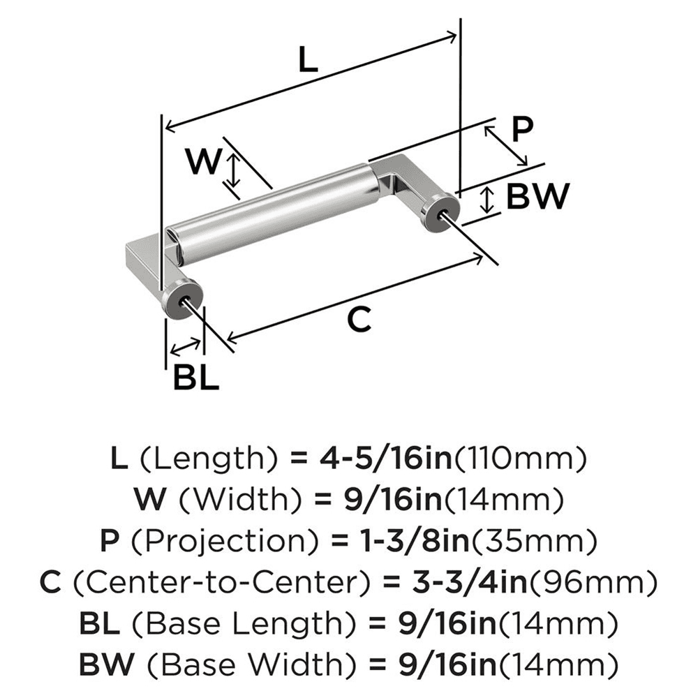96mm Balon Cabinet Pull, Polished Nickel Alt 1 - Image