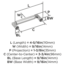 96mm Balon Cabinet Pull, Polished Nickel Alt 1 - Image