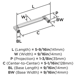 128mm Balon Cabinet Pull, Polished Chrome Alt 1 - Image