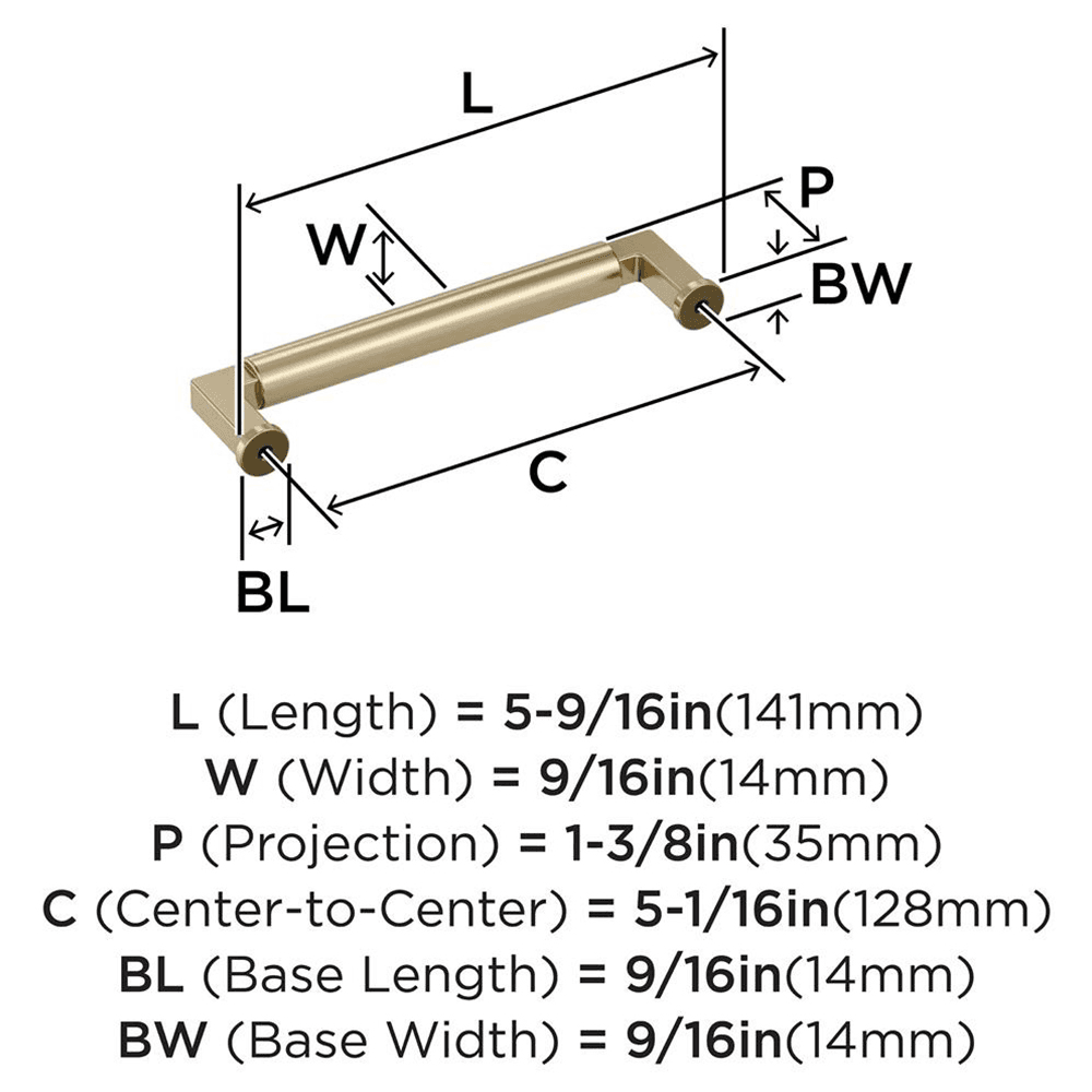 128mm Balon Cabinet Pull, Golden Champagne Alt 1 - Image