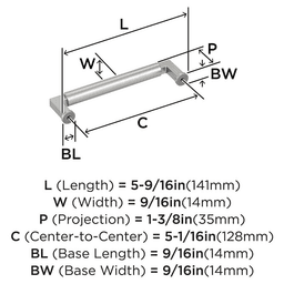 128mm Balon Cabinet Pull, Satin Nickel Alt 1 - Image