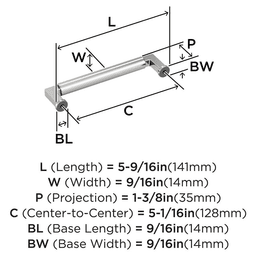 128mm Balon Cabinet Pull, Polished Nickel Alt 1 - Image