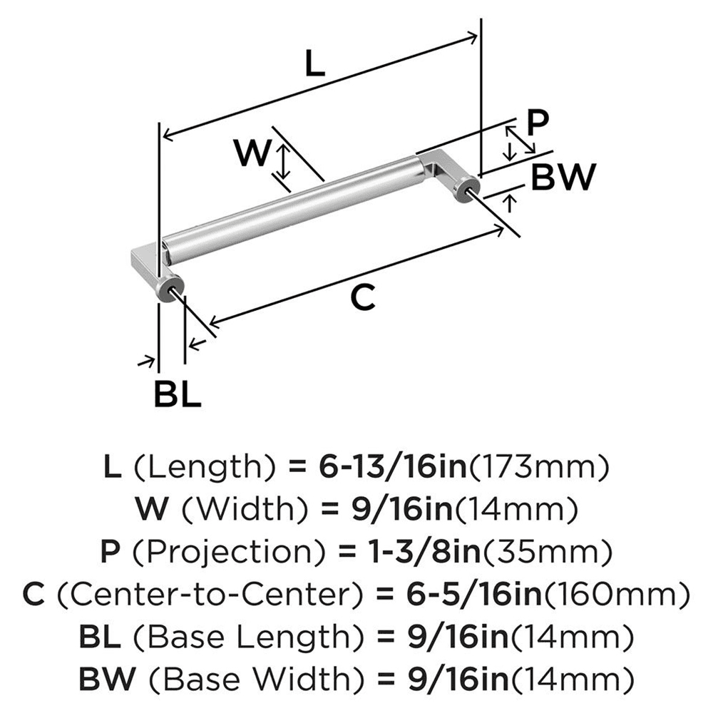 160mm Balon Cabinet Pull, Polished Chrome Alt 1 - Image