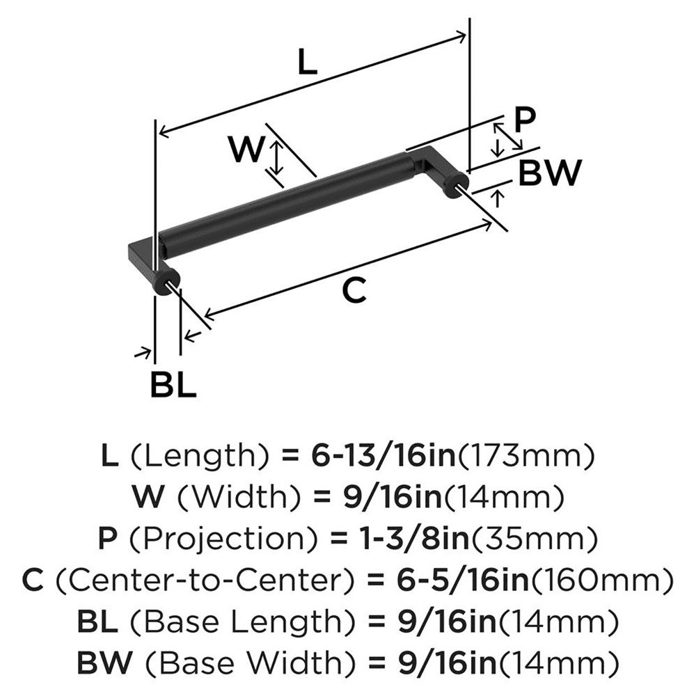 160mm Balon Cabinet Pull, Matte Black Alt 1 - Image