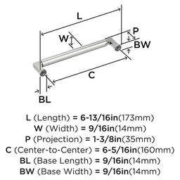 160mm Balon Cabinet Pull, Polished Nickel Alt 1 - Image