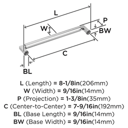 192mm Balon Cabinet Pull, Polished Chrome Alt 1 - Image