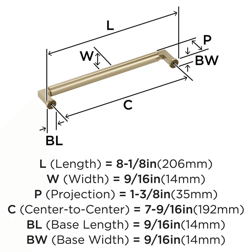 192mm Balon Cabinet Pull, Golden Champagne Alt 1 - Image