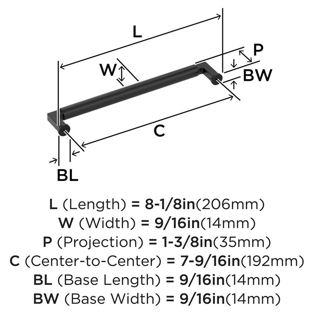 192mm Balon Cabinet Pull, Matte Black Alt 1 - Image