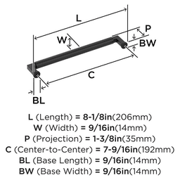 192mm Balon Cabinet Pull, Matte Black Alt 1 - Image