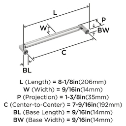 192mm Balon Cabinet Pull, Polished Nickel Alt 1 - Image