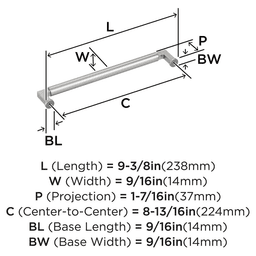 224mm Balon Cabinet Pull, Satin Nickel Alt 1 - Image