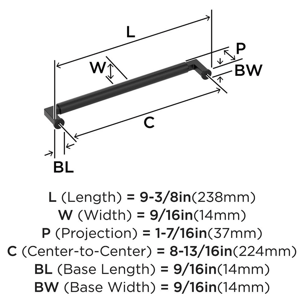 224mm Balon Cabinet Pull, Matte Black Alt 1 - Image