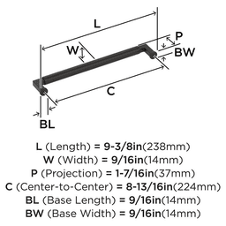 224mm Balon Cabinet Pull, Oil-Rubbed Bronze Alt 1 - Image