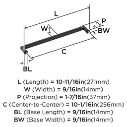 256mm Balon Cabinet Pull, Matte Black Alt 1 - Image