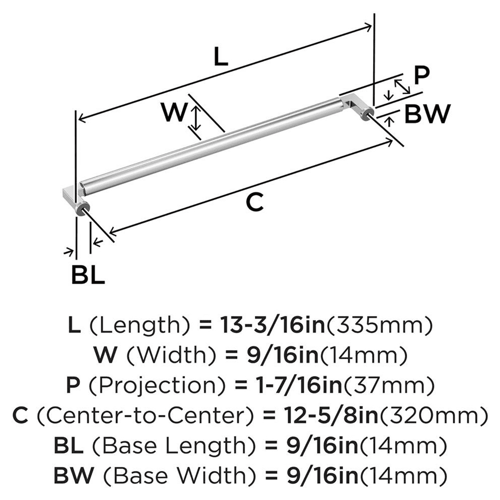 320mm Balon Cabinet Pull, Polished Chrome Alt 1 - Image