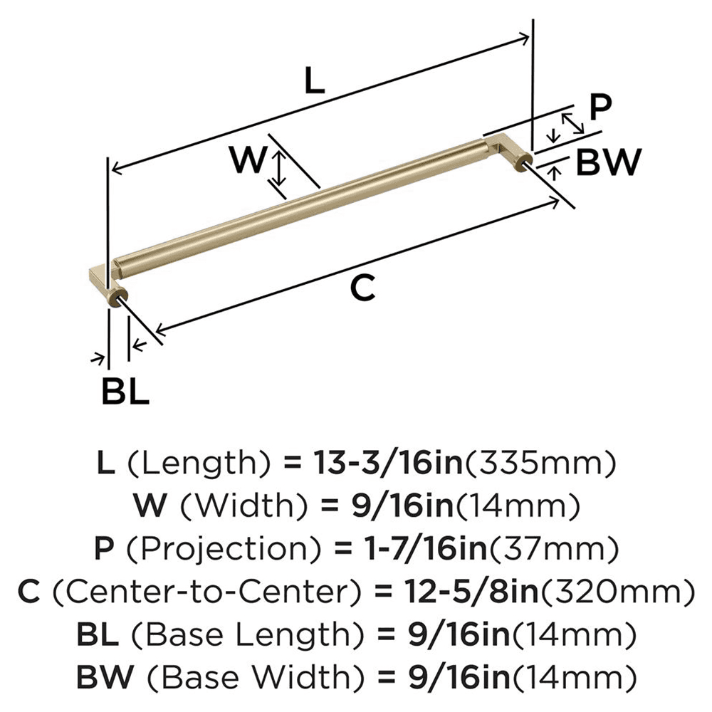 320mm Balon Cabinet Pull, Golden Champagne Alt 1 - Image