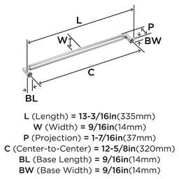 320mm Balon Cabinet Pull, Polished Nickel Alt 1 - Image