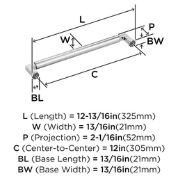 305mm Balon Appliance Pull, Polished Chrome Alt 1 - Image