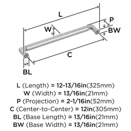 305mm Balon Appliance Pull, Satin Nickel Alt 1 - Image