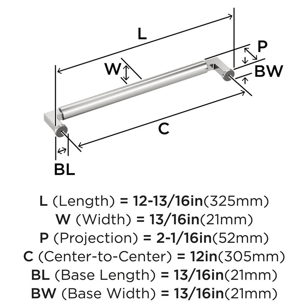 305mm Balon Appliance Pull, Polished Nickel Alt 1 - Image