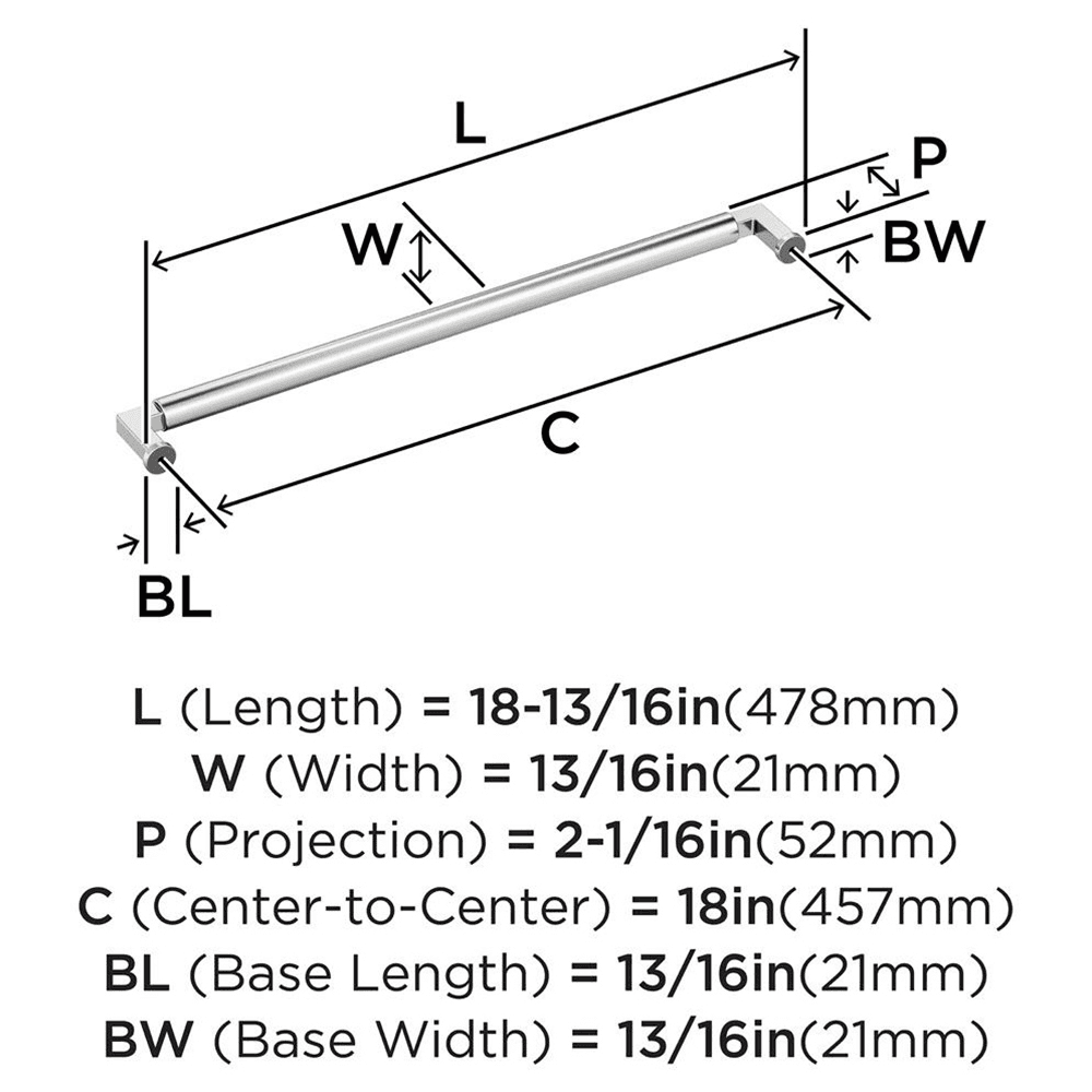 457mm Balon Appliance Pull, Polished Chrome Alt 1 - Image