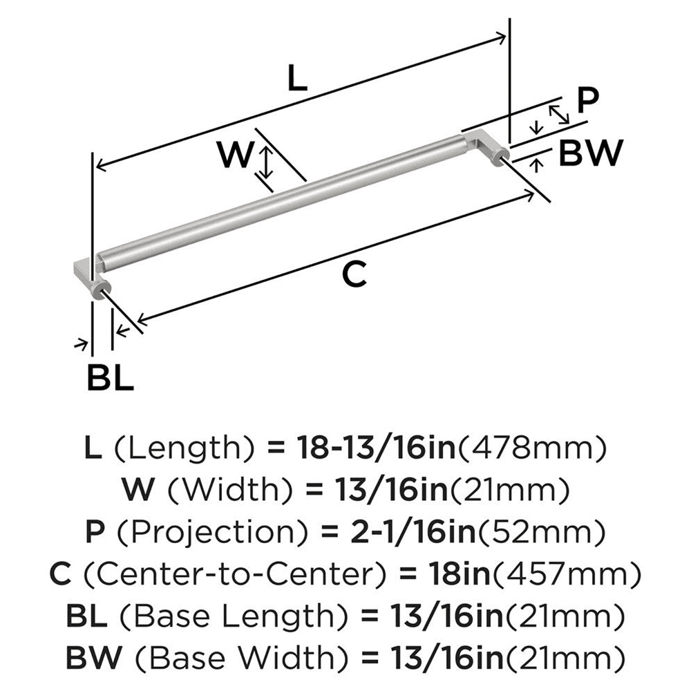 457mm Balon Appliance Pull, Satin Nickel Alt 1 - Image