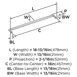 457mm Balon Appliance Pull, Satin Nickel Alt 1 - Image