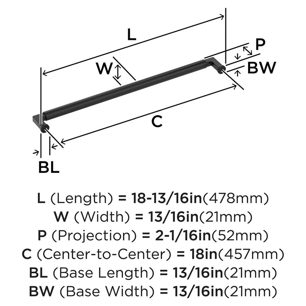 457mm Balon Appliance Pull, Matte Black Alt 1 - Image