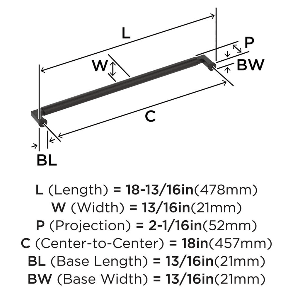 457mm Balon Appliance Pull, Oil-Rubbed Bronze Alt 1 - Image