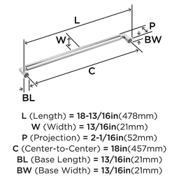 457mm Balon Appliance Pull, Polished Nickel Alt 1 - Image