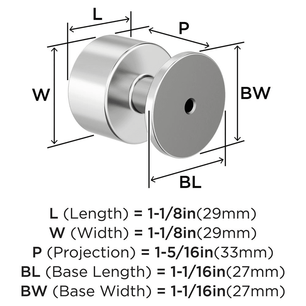 1-1/8" Balon Cabinet Knob, Polished Chrome Alt 1 - Image