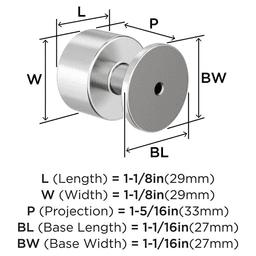 1-1/8" Balon Cabinet Knob, Polished Chrome Alt 1 - Image