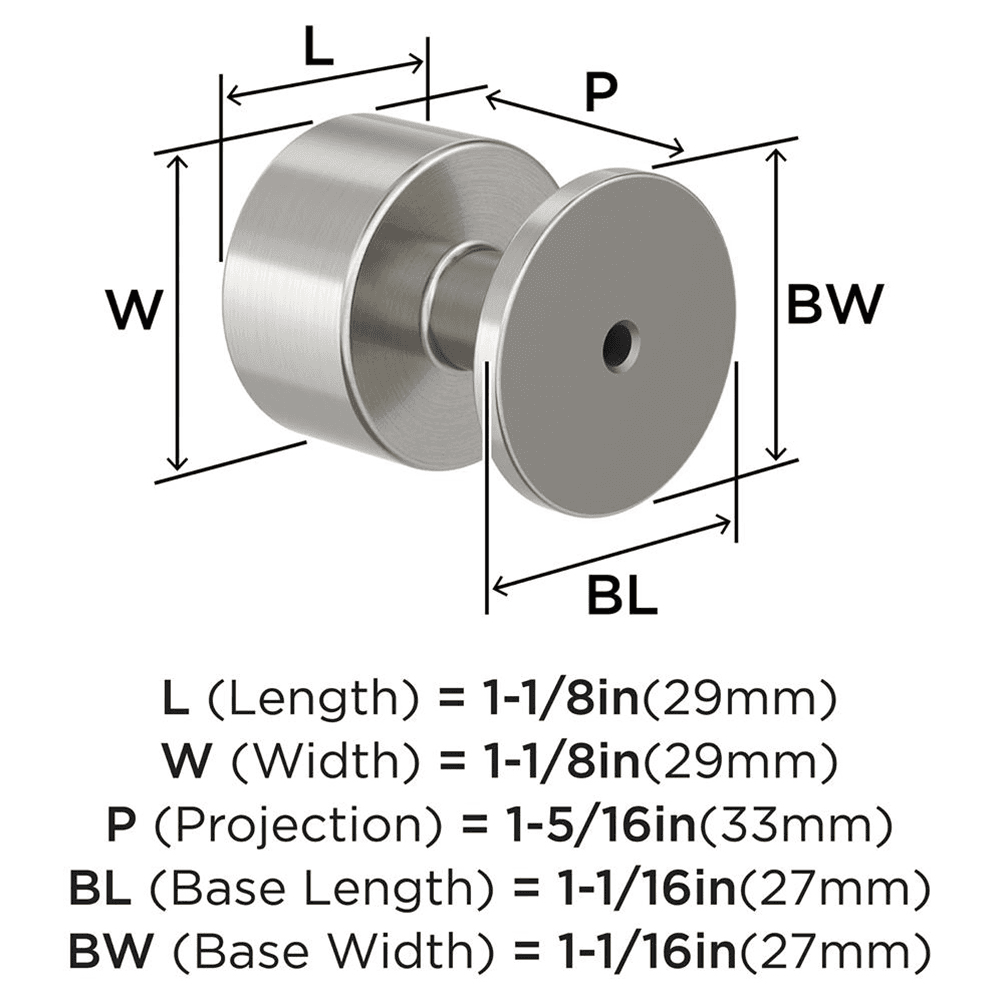 1-1/8" Balon Cabinet Knob, Satin Nickel Alt 1 - Image