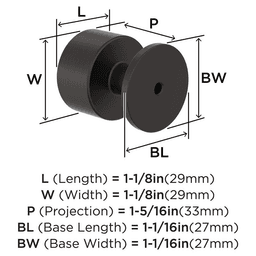 1-1/8" Balon Cabinet Knob, Oil-Rubbed Bronze Alt 1 - Image