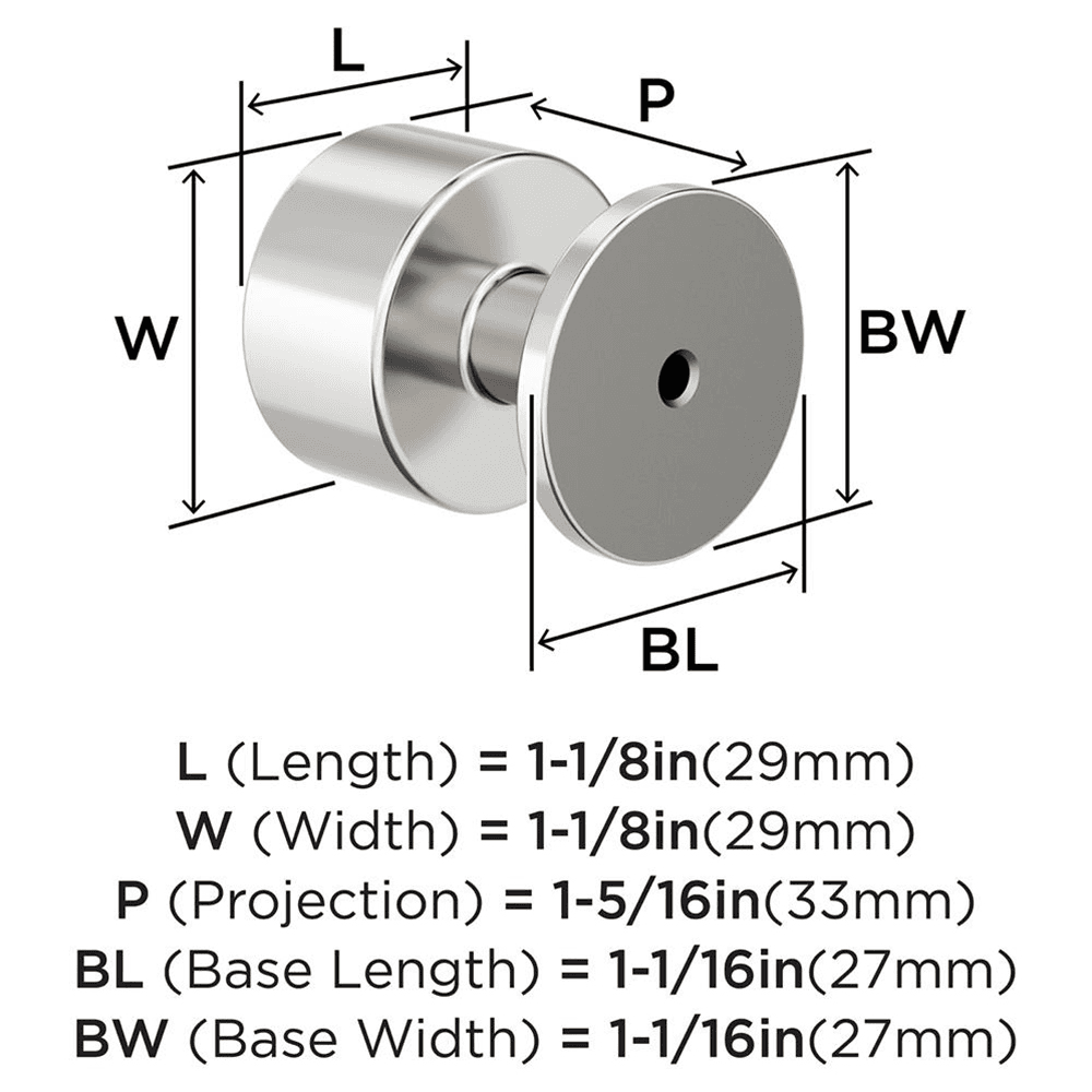 1-1/8" Balon Cabinet Knob, Polished Nickel Alt 1 - Image