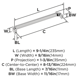 224mm Townsend Cabinet Pull, Polished Nickel Alt 1 - Image