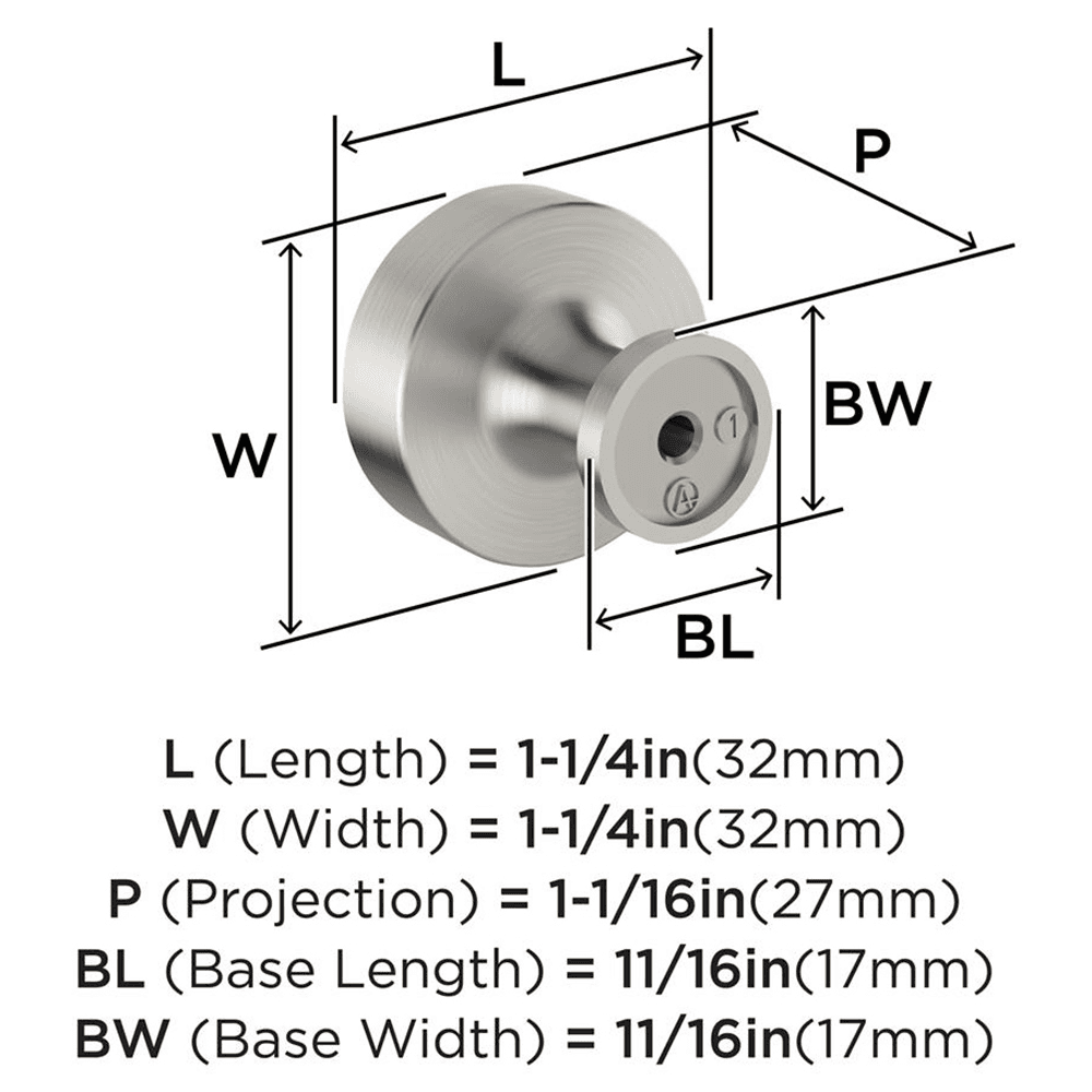 1-1/4" Dupont Circle Cabinet Knob, Satin Nickel Alt 1 - Image