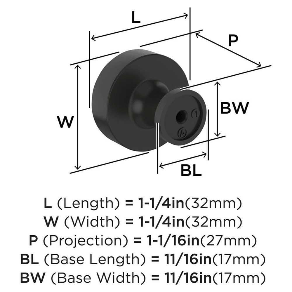 1-1/4" Dupont Circle Cabinet Knob, Matte Black Alt 1 - Image