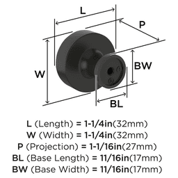 1-1/4" Dupont Circle Cabinet Knob, Matte Black Alt 1 - Image