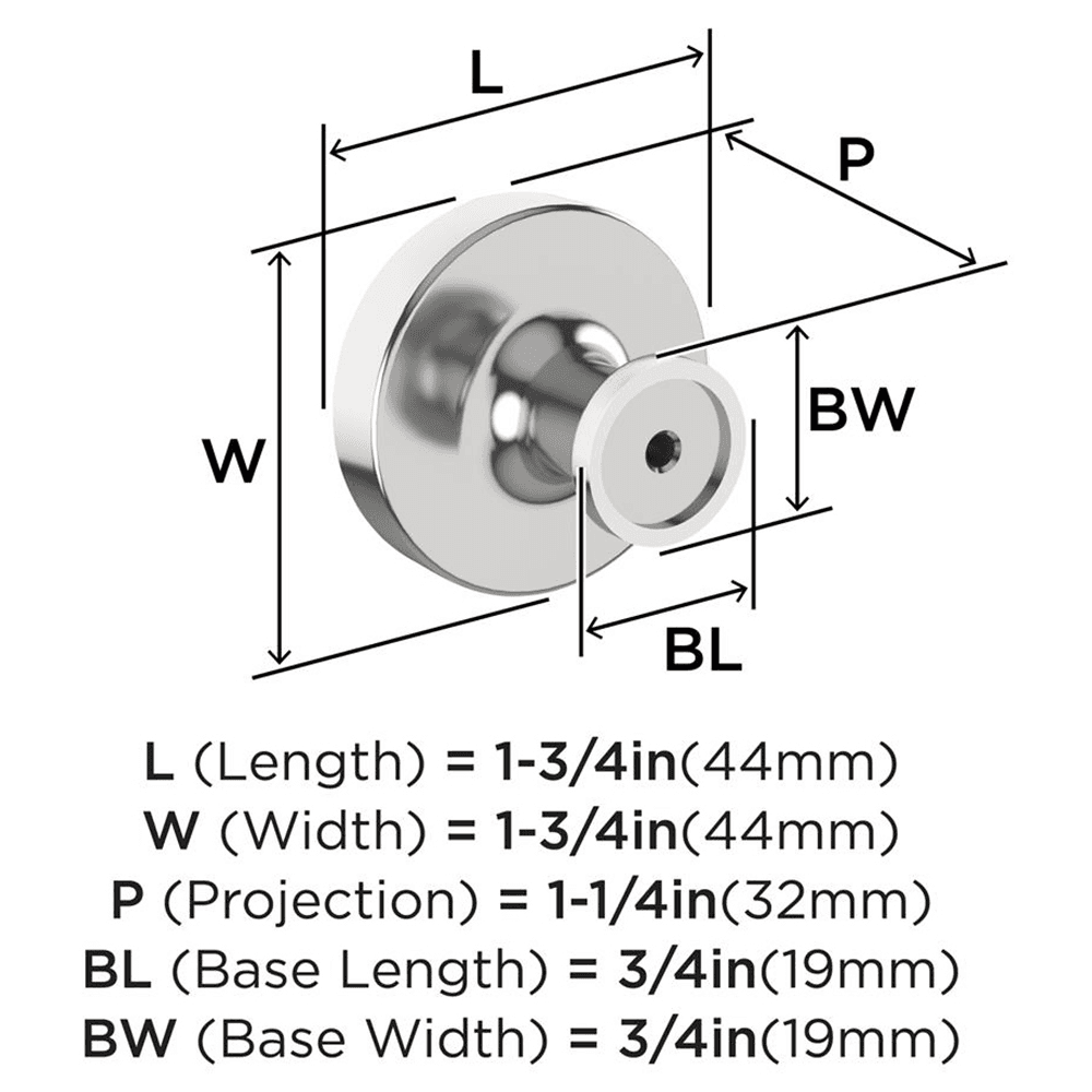 1-3/4" Dupont Circle Cabinet Knob, Polished Chrome Alt 1 - Image