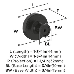 1-3/4" Dupont Circle Cabinet Knob, Matte Black Alt 1 - Image