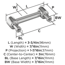 76mm Dupont Circle Cabinet Pull, Polished Chrome Alt 1 - Image