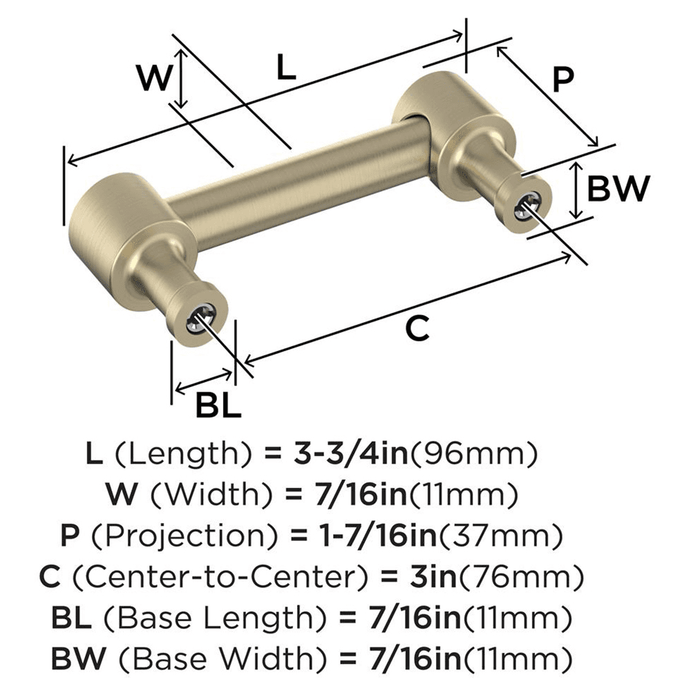 76mm Dupont Circle Cabinet Pull, Golden Champagne Alt 1 - Image