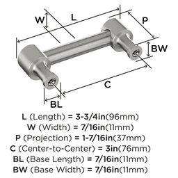 76mm Dupont Circle Cabinet Pull, Satin Nickel Alt 1 - Image