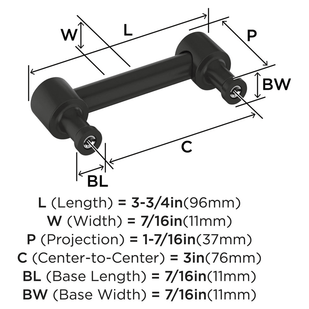 76mm Dupont Circle Cabinet Pull, Matte Black Alt 1 - Image