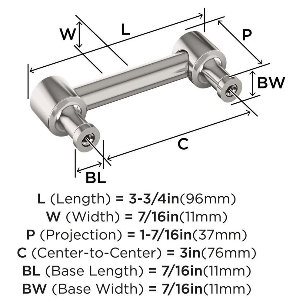 76mm Dupont Circle Cabinet Pull, Polished Nickel Alt 1 - Image