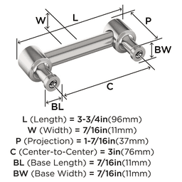76mm Dupont Circle Cabinet Pull, Polished Nickel Alt 1 - Image