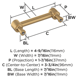 96mm Dupont Circle Cabinet Pull, Champagne Bronze Alt 1 - Image